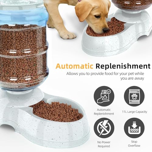 Image of Automatic Pet Food Dispenser 3.8 Large Capacity Dog Cat Feeder | Gravity Auto Food Feeder Bowl | No Electricity Required | Anti-Slip Base | Dry Food Storage Container for Dogs & Cats