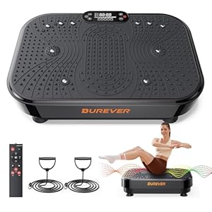 Vibration Plate Exercise Machine, Burever 150W Vibrating Plate for Lymphatic Drainage & Shaping with Silent Foot Massage, 99 Adjustable Speeds Levels, 5 Auto modes Remote Control & Resistance Bands