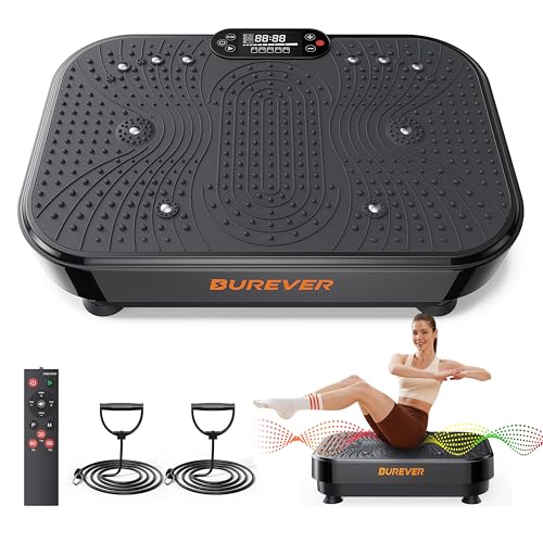 Plateforme Vibrante Oscillante, Burever 150W Plateforme Vibrante Perte de Poids avec Massage Silencieux des Pieds, 99 Niveaux d'Intensité et 5 Programmes avec...