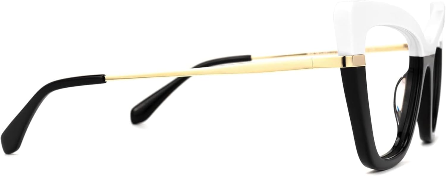 Zeelool Cat Eye Glasses Frame for Women, Vintage Eyeglasses Frame Eyewear with Non-prescription Clear Lens Steey ZWA365460 - Image 4