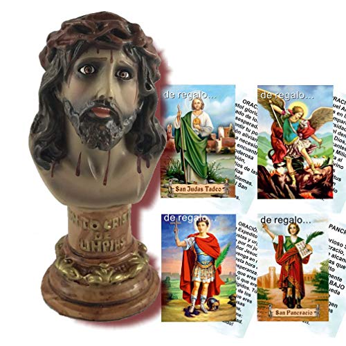Heraldys.- Figura Busto Cristo de Limpias 15 cms. De Regalo estampas de San Pancracio, San Expedito, San Judas Tadeo y San Miguel.