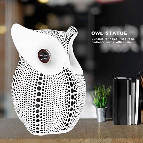 Owl Statue Ornament Owl Figurines Decor Polka Dot Owl Small Resin Artificial Owl Non Slip Animal Sculpture Ornament for Home Office Tabletop Easter Gift (White) - Image 4