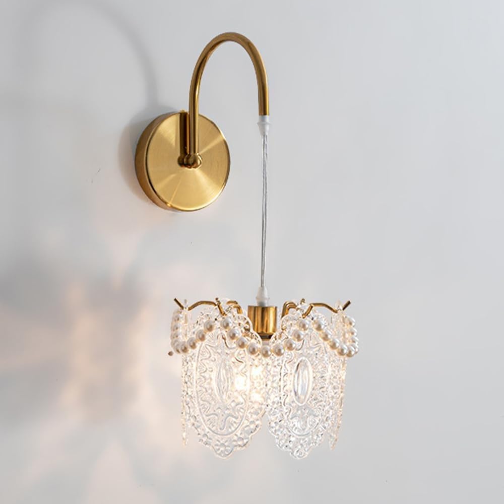 CWCQGH Wall Sconce Light Gold Nordic Glass Lamp Finish Mount Modern Hardwired Ing E14 Lamps for Living Room Bedroom Hallway,B