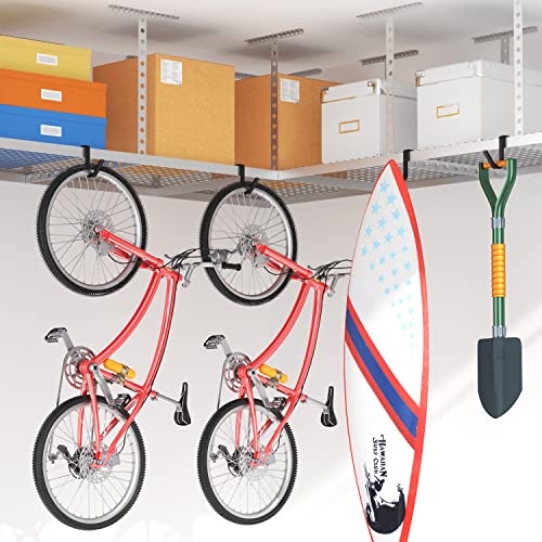 Thickened Hooks for Overhead Storage Racks,Garage Hooks for Ceiling,Add-On Storage Hook for Garage Ceiling Rack and Wall Shelving,Heavy Duty Hanging Bike Rail Hooks, Bike Hangers Bicycle Hooks 4 Pack - Thumbnail 6