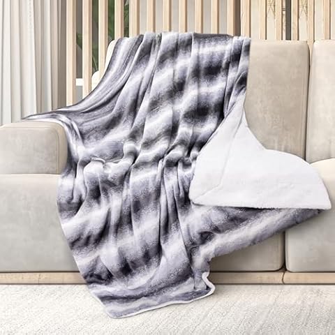 Mon Chateau New Premium Printed Ultra-Plush Textured Flannel Throw Blanket - Perfect for The Couch, Sofa, or Queen Size Bed, 60" x 70" (Stripe) Cover
