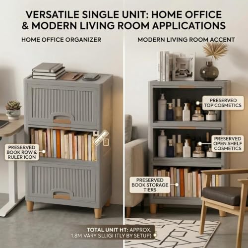 Image of mechdel Cupboard Rack for Clothes Plastic Cabinet for Storages Foldable Wardrobe for Clothes Plastic Cloth Rack for Storages Clothe Storage (Cupboard Rack-1 Door - Grey, 1PCS)