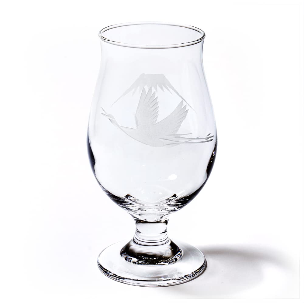 Edo Kiriko Cranes Mt. Fuji Beer Glass