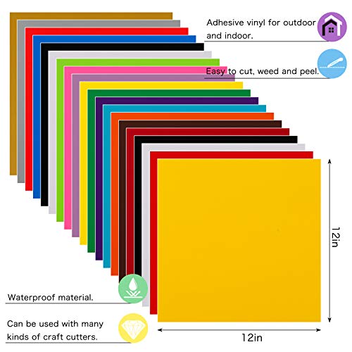 Sghuo 75 Sheets Permanent Vinyl Sheets For Cricut, 12" X 12", Adhesive Vinyl Sheets For Cricut, Cutting Machines, Car Decal, Deco Sticker #TOP1