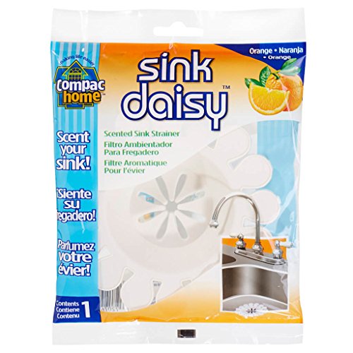 COMPAC HOME Sink Daisy Scented Kitchen Sink Strainer infuses & Freshens Your Sink, Must Have Kitchen Sink Accessories, Sink Drain Strainer - Catcher, Drain Cover, Mandarin, Orange Scent, 12 Count
