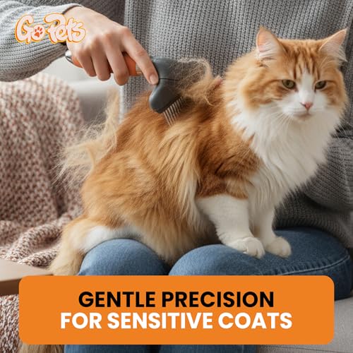 GoPets Double Row Dematting Rake Undercoat Deshedding Tool for Dogs and Cats, Dog Brush for Shedding and Grooming, Long Hair Pet Grooming Brush for Mat Removal, Detangling, and Shedding Control - Image 5