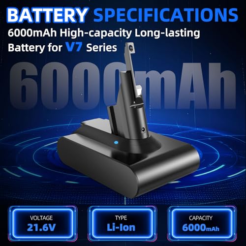 Image of V7 Battery Replacement, Extended Run 6000mAh Lithium-Ion Battery Compatible with SV11 V7 Animal /Motorhead /Trigger /HEPA /Car+Boat /Absolute Series Handheld Vacuum Cleaners