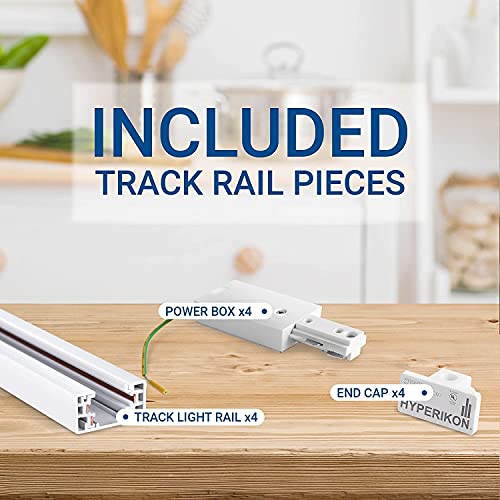 Hyperikon 4 Foot Lighting Section, Single Circuit, H Track Rail, 3-Wire, White, 4 Pack - Thumbnail 4