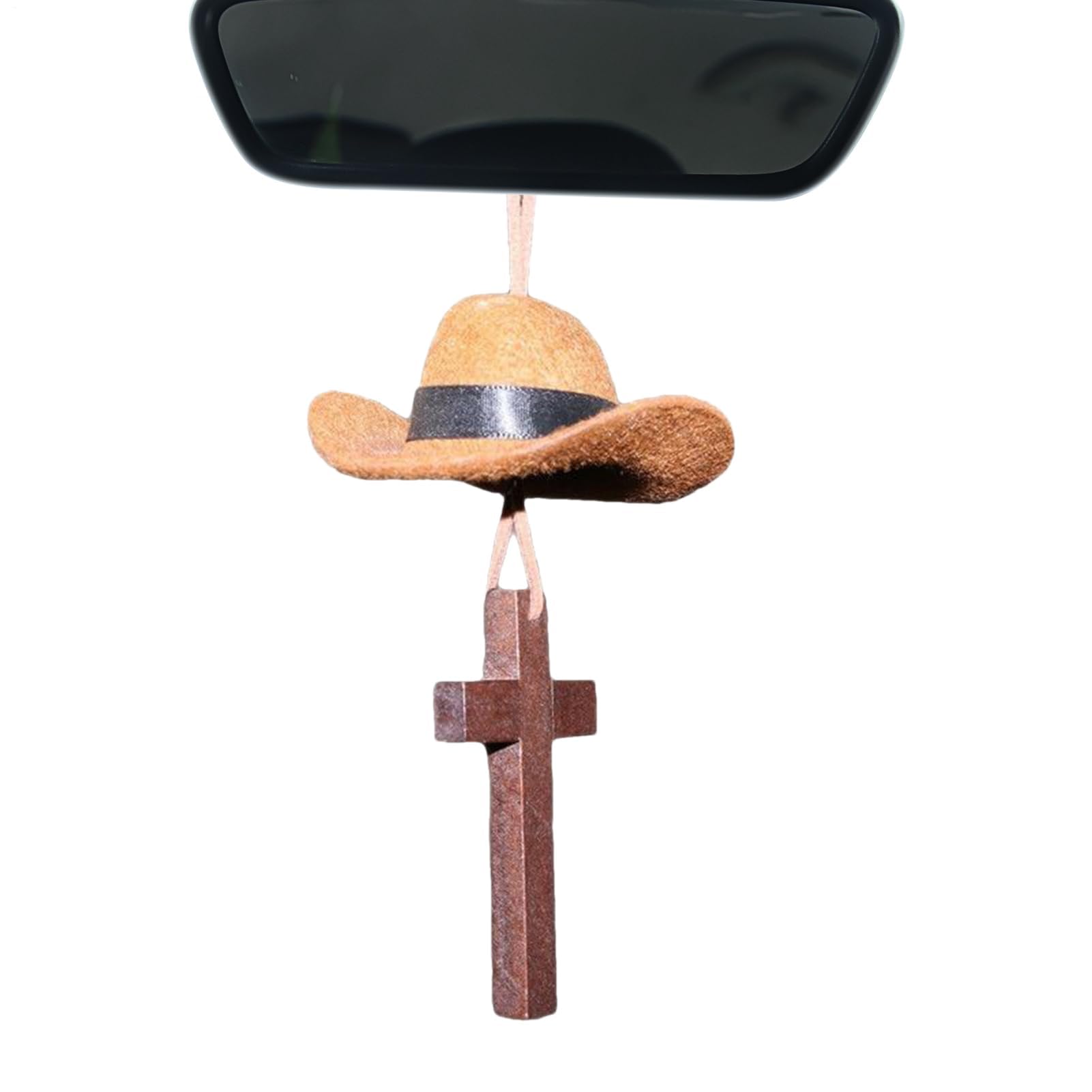 Muiltvoe Car Mirror Charm,Cowboy Hat Cross Pendant | Funny Car Rear View Mirror Accessories,for Truck SUV RV Sedan Auto Home Window Wall Backpack Men Women Driver