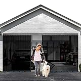 Sliding Garage Door Screen 16x7FT for 2 Car Garage Doors, 2026 New Upgraded Magnetic with Track Closure, Heavy Duty Mesh and Weighted Bottom, Retractable (Black, 16 * 7FT)