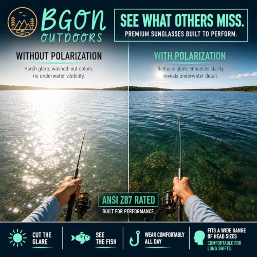 Image of Polarized Fishing Sunglasses for Men - UV400 Protection - Lake, River, Ocean - Lightweight TR90 Frame
