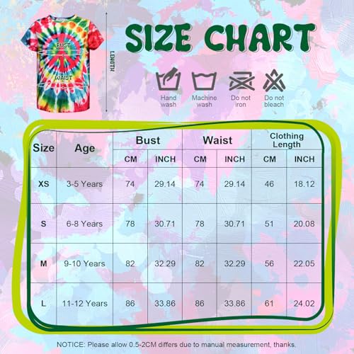 Image of Boys Tie Dye Shirts 3-12 Years Hippies Crewneck Kids Short Sleeve Tee
