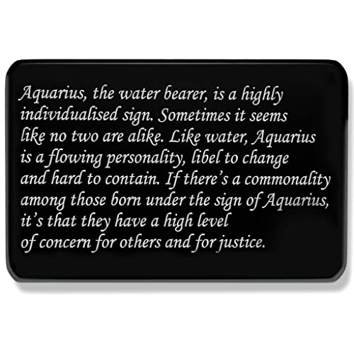 Aquarius Zodiac Sign Black Card - Wallet Card Astrology Sign For Aquarius - Uranus Planet Air Element Card2