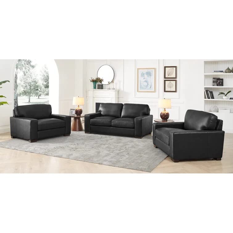 Margot 2+1+1 Seater Faux Leather Sofa Set for Living Room (Black Color)-image-20