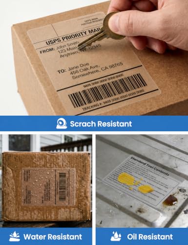 Image of Phomemo 4 inchx6 inch Thermal Shipping Labels, Transparent, 100 Sheets Per Roll
