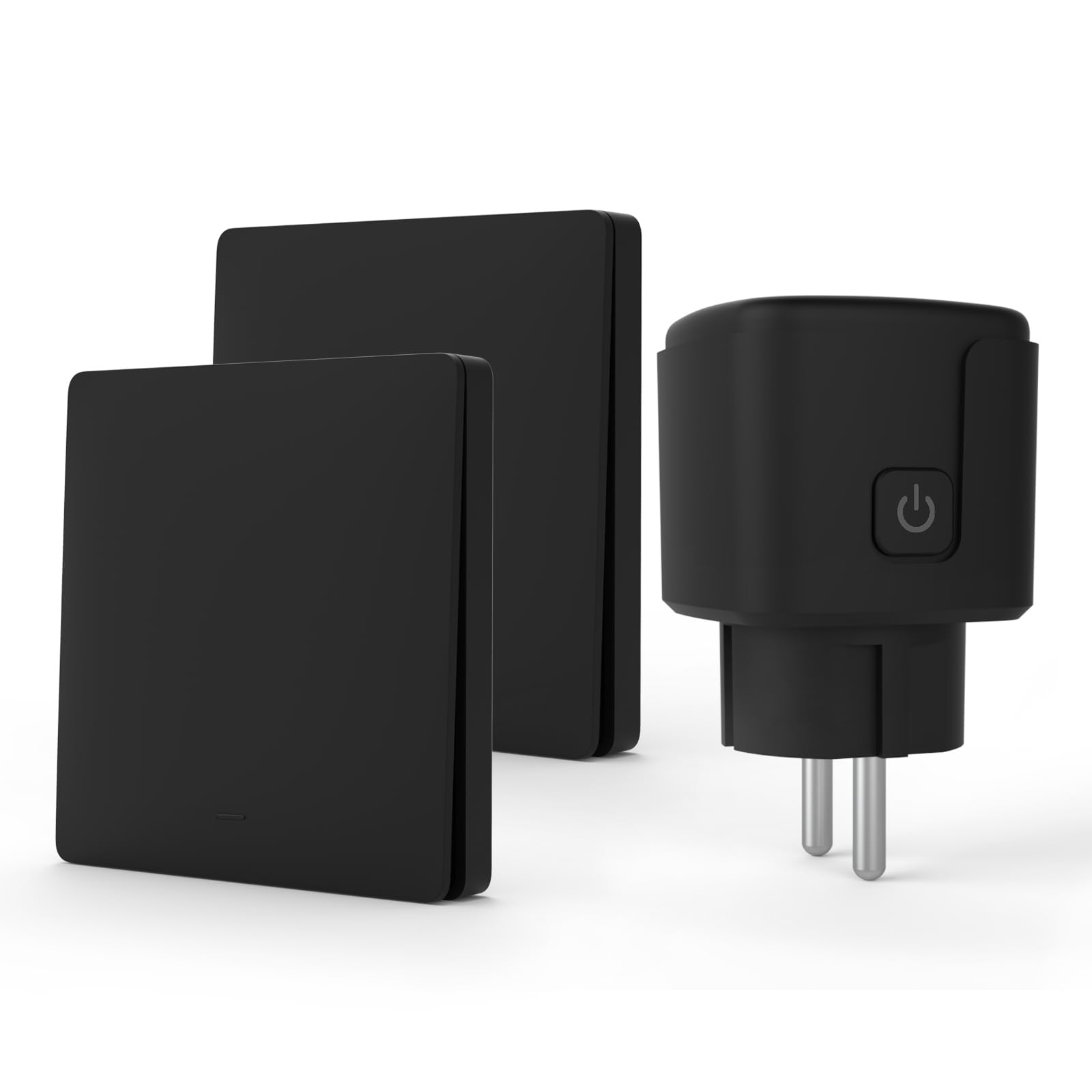 KADMOS Funksteckdose mit Fernbedienung Set (Batterielos), Selbstversorgender 433MHz Funkschalter & Steckdose, 3500W Schaltleistung, Kabelloser Schalter für Lampen & Elektrogeräte