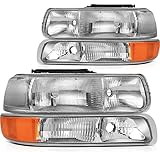 ECCPP Headlight Assembly For Chevrolet Silverado 1500/2500 1999-2002 For Chevrolet Suburban 1500/2500 2000-2006 Driver and Passenger Side Headlamps