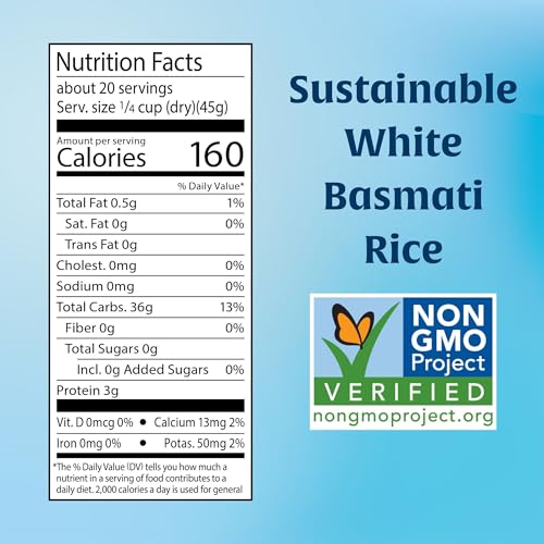 Image of Lundberg Basmati Rice, Long Grain White - Non-Sticky, Fluffy, Nutty, Vegan Food, Healthy Meals, Gluten-Free Rice Grown in California, 32 Oz