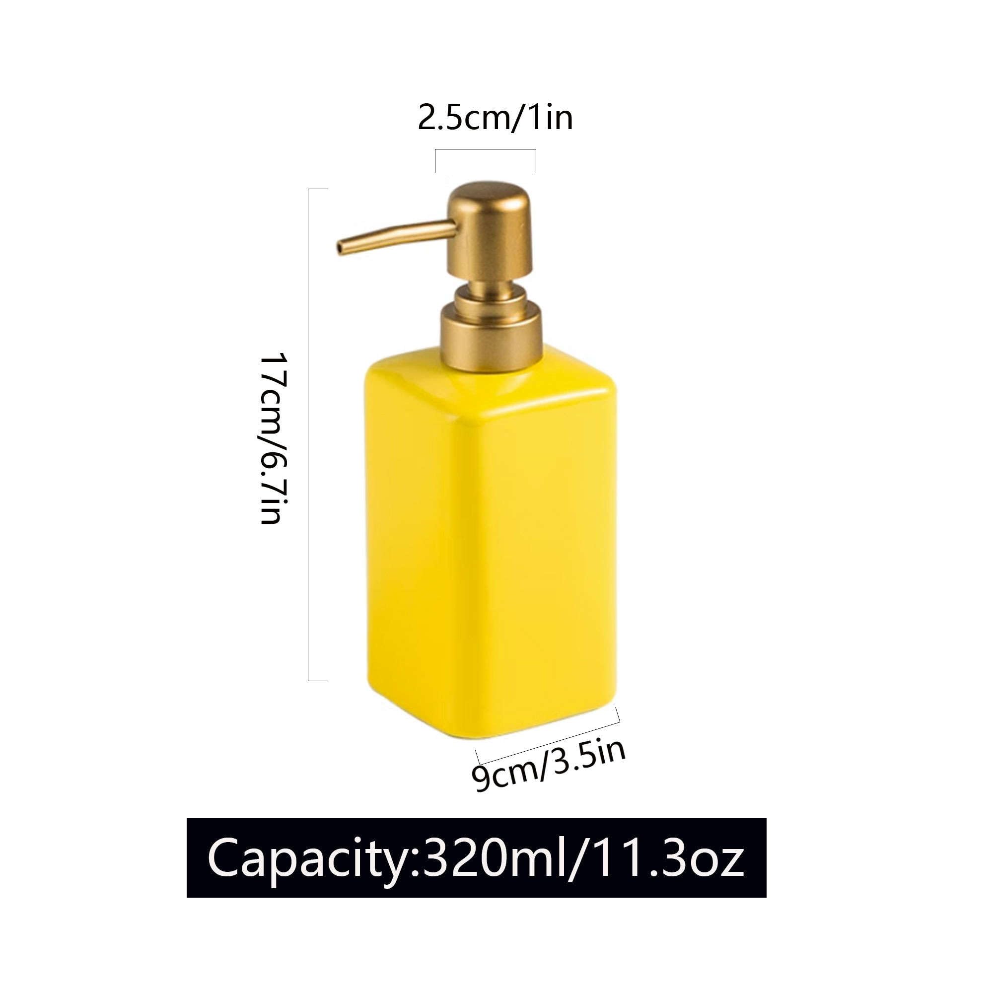 Dozownik mydła， Ceramiczna złota pompka, dozowniki mydła do blatów łazienkowych, dozownik balsamu rąk z możliwością ponownego napełnienia(Yellow)