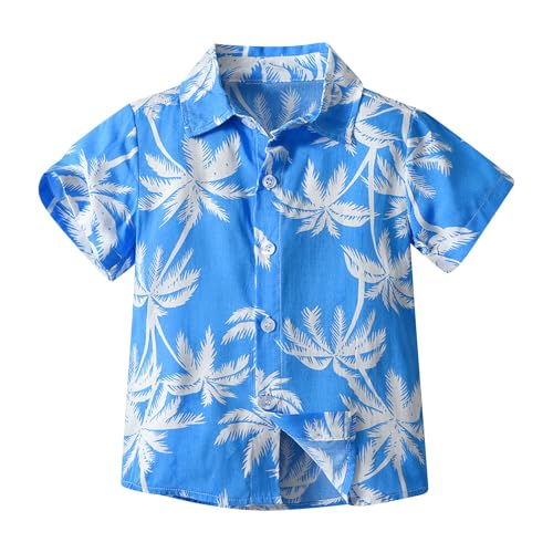duxyoz Boys Girls Hawaii Shirt Toddler Kids Summer T-Shirt Vacation Holiday Short Sleeve Beach Floral Tops Button Down Hawaiian Shirts Casual Tropical Blouse Cute Dress Shirts Daily Wear 10-11 Years