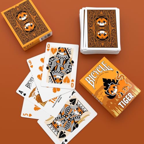 Image of Bicycle Tiger Playing Cards - Cute and Collectible Bengal Tiger Inspired Toys Deck of Card Game for Family Game Night