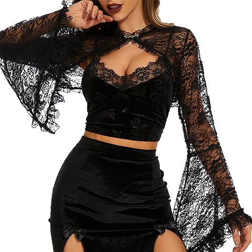 Image of Century Star Mesh Shrug for Women Long Sleeve Sheer Fishnet Cover Up