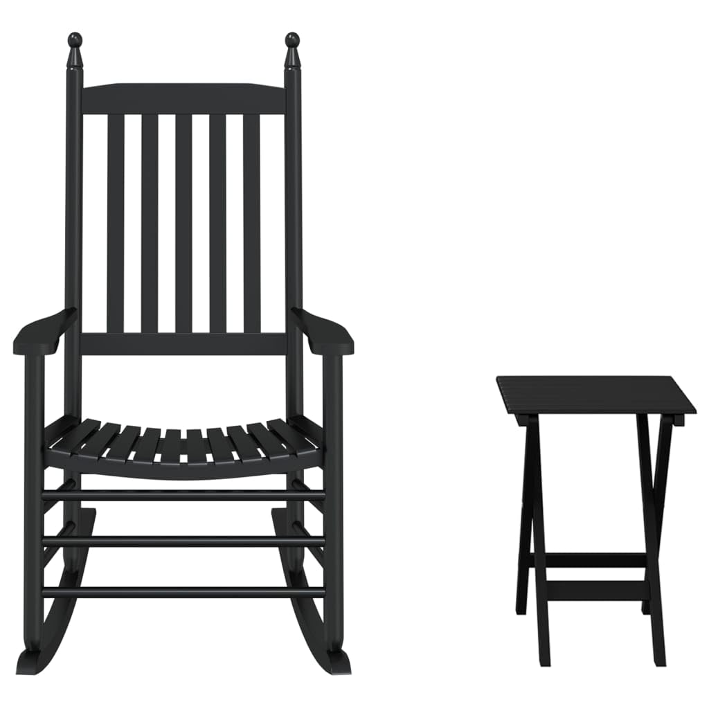 Homgoday Sedia a dondolo con tavolo pieghevole in legno massello di pioppo nero, sedie da giardino, bistro sedia seduta per terrazza balcone adatta per uso interno ed esterno