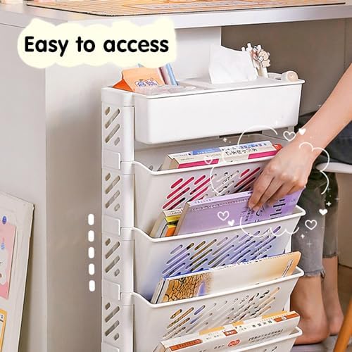 Mobile Vegetable Storage Rack with Wheels, Rotatable Multi-Tier Plastic Organizer, Space-Saving Bookshelf for Kitchen, Pantry & Narrow Areas