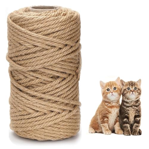 CEASELESLY 6mm*30m Cordel Rascador para Gatos,Cuerda de sisal para Gatos,Natural Rollo de Cordel,Cuerda de Yute Gruesa para Decoración de Jardín y para El árbol Rascador de Gato