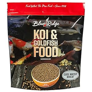 Blue Ridge Koi Fish Food 5lb – Koi Food 3/16” Cool Water Wheat, Goldfish Food, Premium Fish Food for Ponds, Ponds Fish Food, Koi Food Fall and Winter Fish Food, Floating Pond Pellets