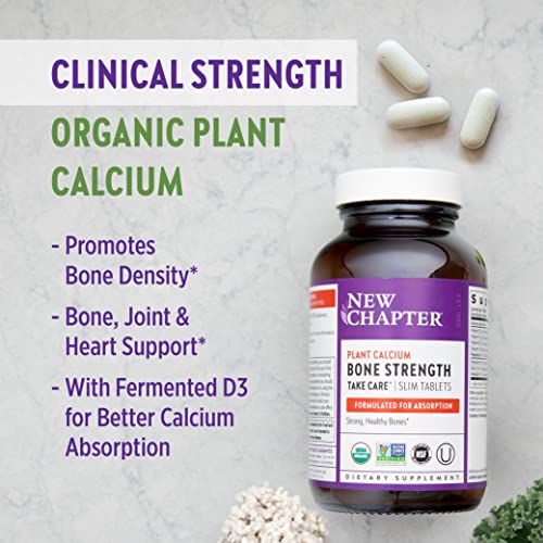 New Chapter Calcium Supplement - Bone Strength Whole Food Calcium With Vitamin K2 + D3 + Magnesium, Vegetarian, Gluten Free 90 Count (1 Month Supply) #TOP4