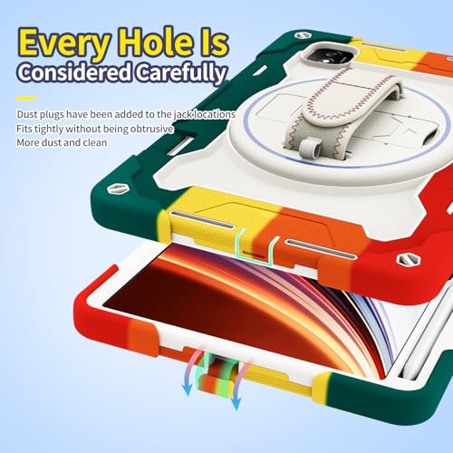 Coque Honor Pad GT Pro 12.3 robuste rouge vert avec béquille rotative 360 degrés