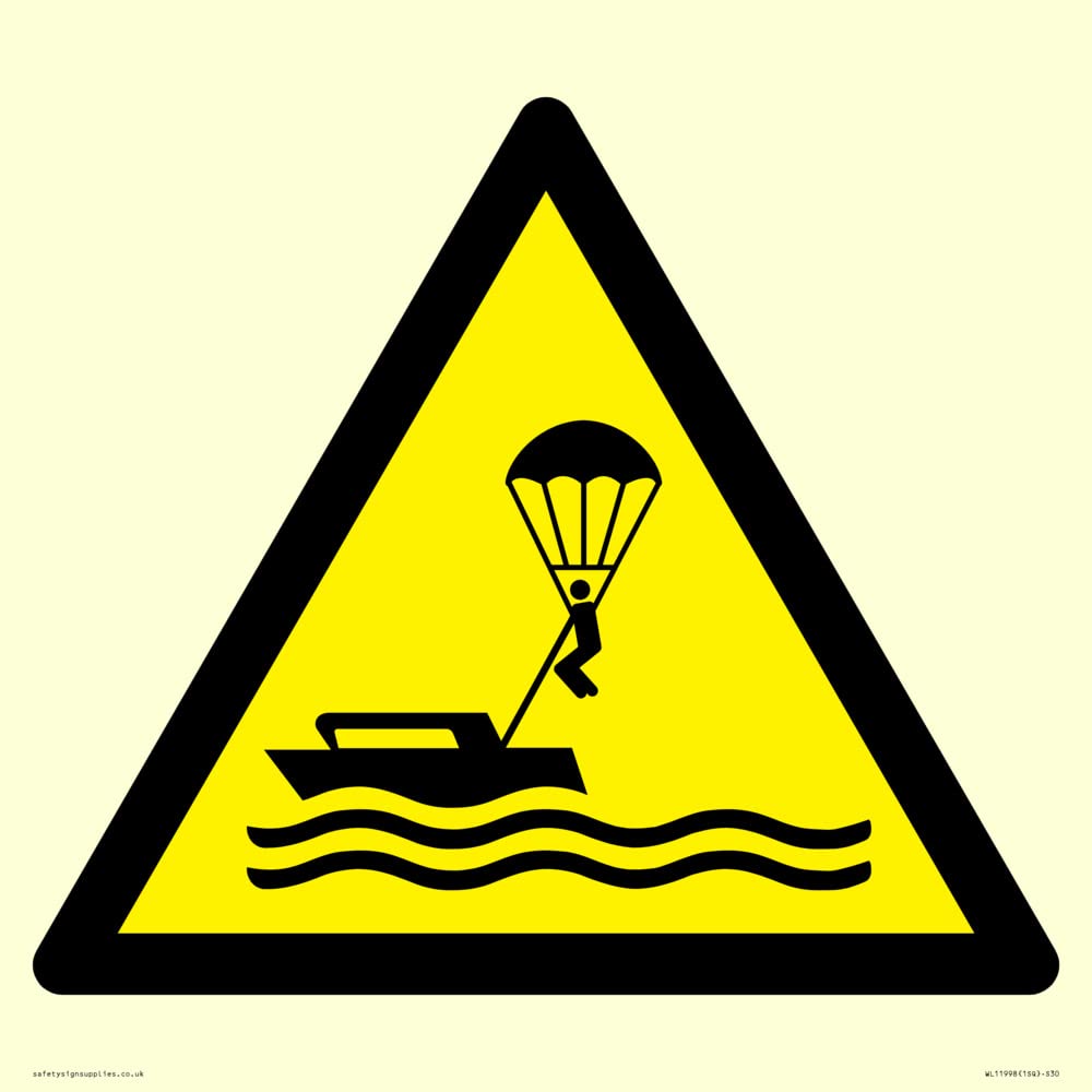 W063 Warning: Parasailing Sign - 300x300mm - S30
