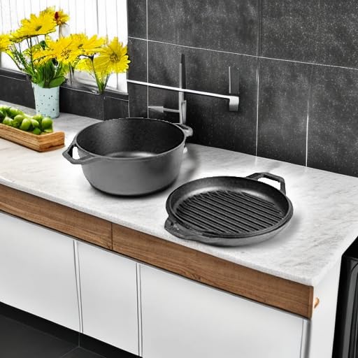 Horno holandés doble de 6 cuartos Chef Collection con acabado premium de hierro 6