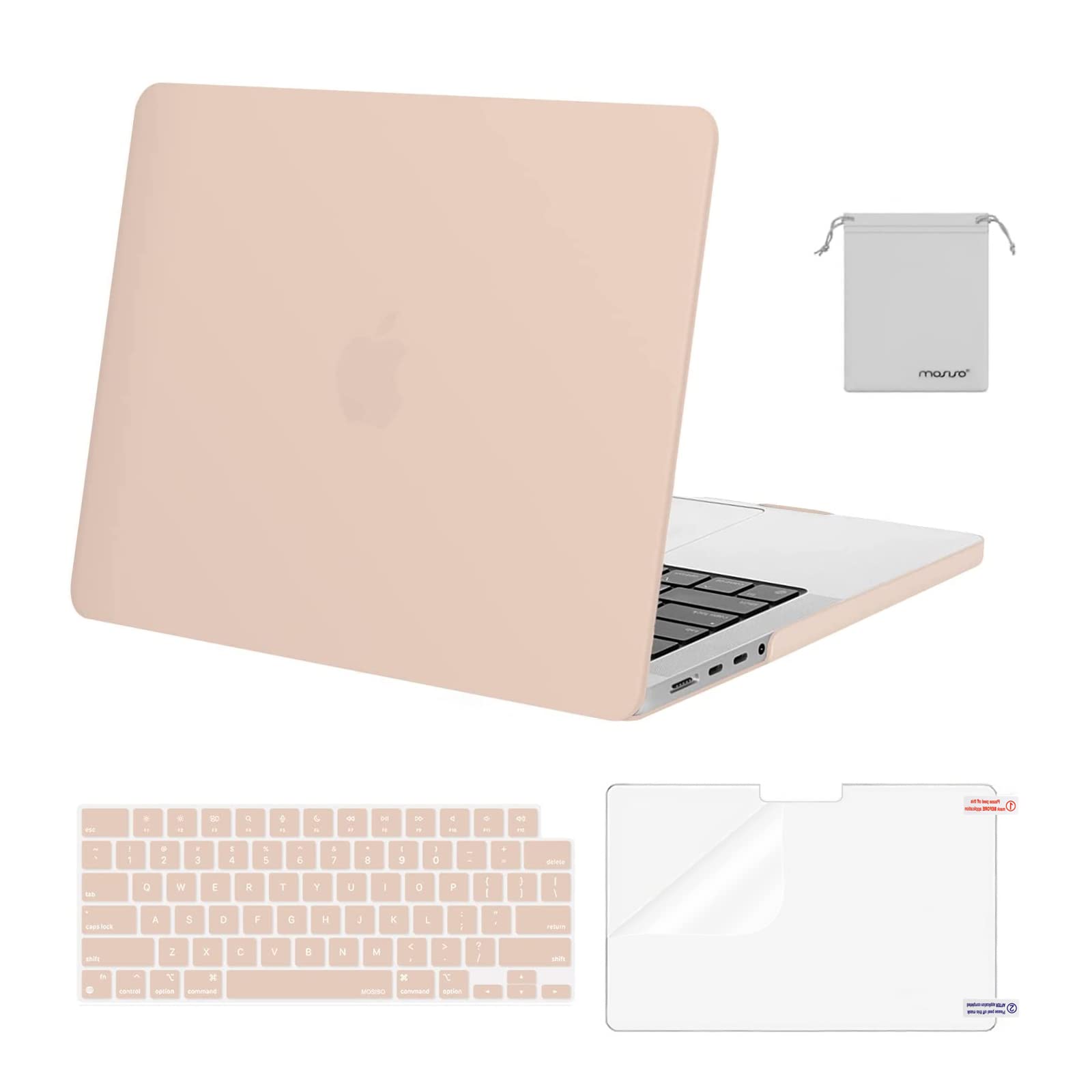 MOSISO Compatible with MacBook Pro 14 inch Case 2023 2022 2021 Release M3 A2918 A2992 M2 A2779 M1 A2442 Pro Max Chip, Plastic Hard Shell&Keyboard Cover&Screen Protector&Storage Bag, Camel