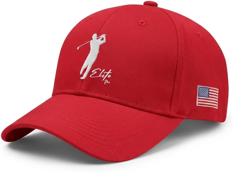 Golf Hat for Men, Adjustable Cotton Dad Cap, Embroidered Front and Back Logo, One Size Fits Most