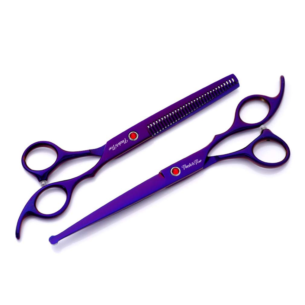 Fellschere für Haustiere, Scheren-Set für Haustiere, Klinge aus rostfreiem Stahl, Fellschere für Hunde, gerade Schere, Effilierschere, Gebogene Schere für Katzen, Hunde und mehr Haustiere