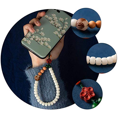 VILLCASE Encanto Do Telefone da Sorte Branco Jade Bodhi Lotus Chaveiro Enfeite de Suspensão Do Inter