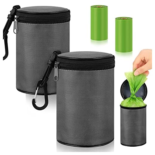 Sureio 2 Pcs Dog Poop Bag Holder Dog Waste Bag Holder Reusable Reliable Filled Waste Bag Container for Dog Hiking Walker with Dog Diaper Wet Bag Contain Camping Trash Tubes Designed to Keep in Odors