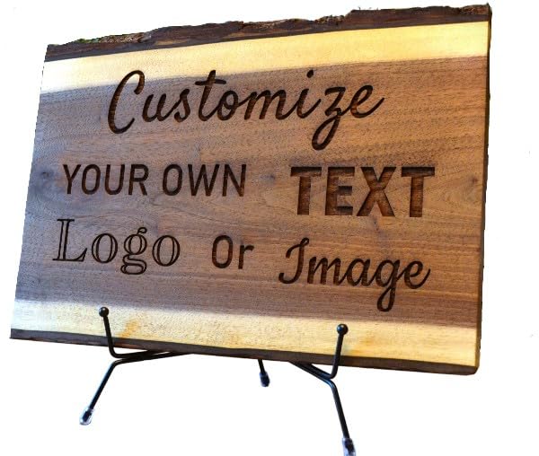 Personalized Walnut Live Edge Wood Sign Display Gift - Rustic Engraved Family Last Name Wedding Anniversary Housewarming Welcome Cabin House Door Awards Events Christmas Birthday (CUSTOMIZE YOUR OWN)