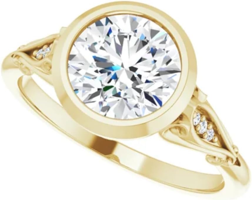 1.5 CT Moissanite Handmade Engagement Ring Bridal Wedding Ring for Women, Bezel Style Design, Promise Gifts for Her Solitaire