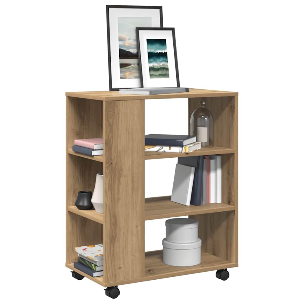 vidaXL Armoire roulante chêne Artisanal 60x35x75 cm Bois d'ingénierie, Armoire, classeur Mobile, Meuble de Bureau, Armoire de Rangement sur roulettes