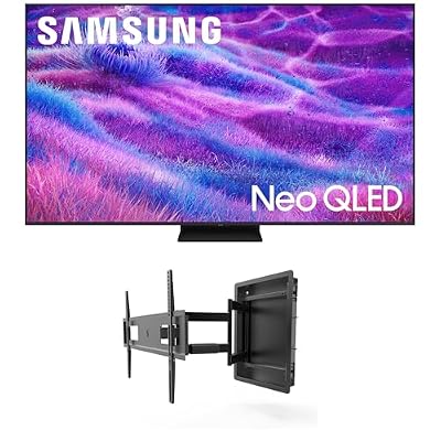 Samsung QN75QN80FAFXZA 75 Inch Neo QLED QN80F Series Supreme UHD 4K TV with a Kanto R500 Recessed Ultra-Low Profile Full-Motion Mount (2025)