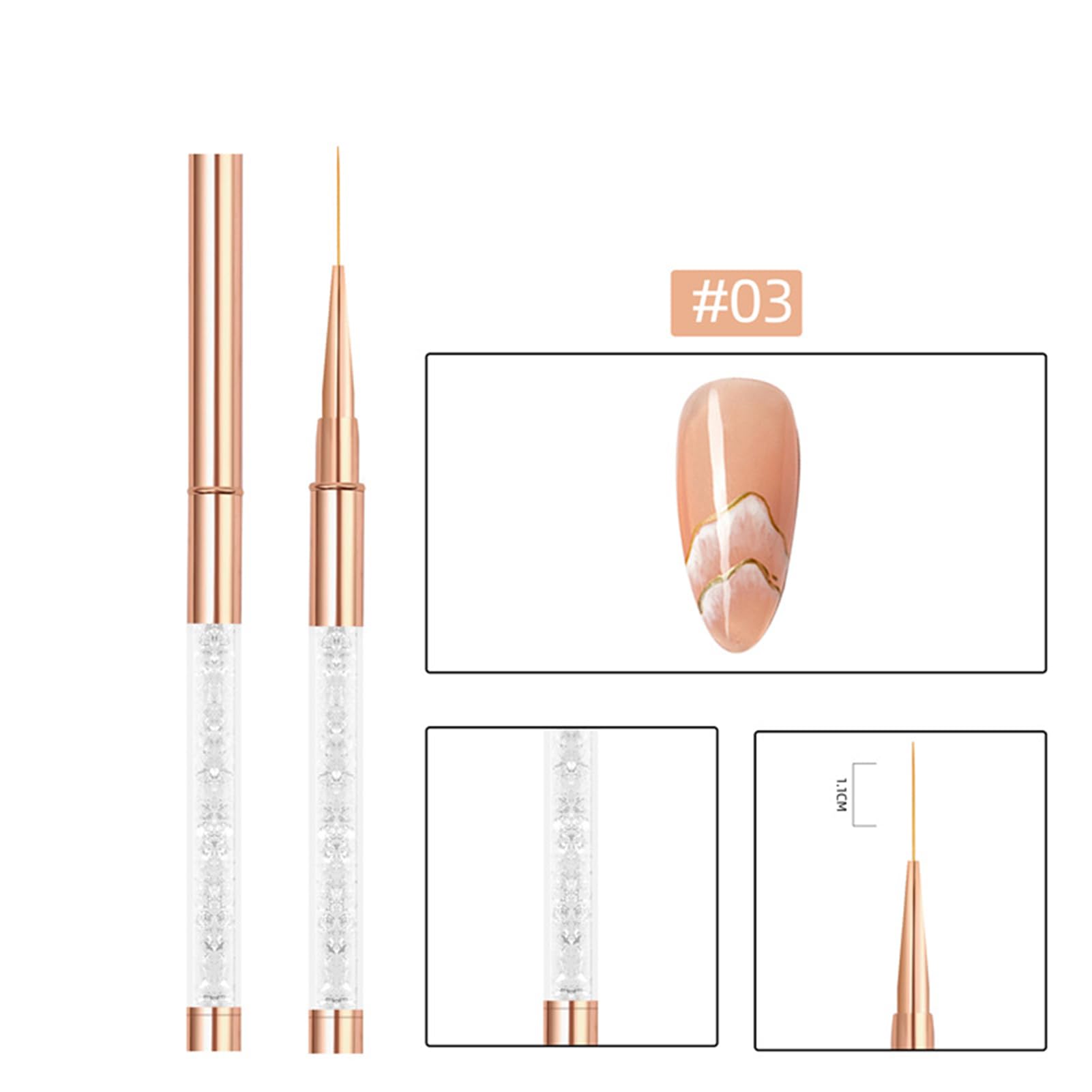 Set di Pennelli per Nail Art 11 Pezzi per il Design Professionale delle unghie. Elegante Kit di Penne a Doppia Testa con Capelli in Nylon e Manico in
