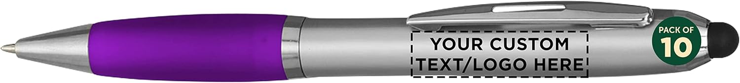 DISCOUNT PROMOS Custom Stylus Ballpoint Pens Set of 10/50/100, Personalized Bulk Pack - Black Ink, Great for Office, School, Business, Tradeshows, Events - Green