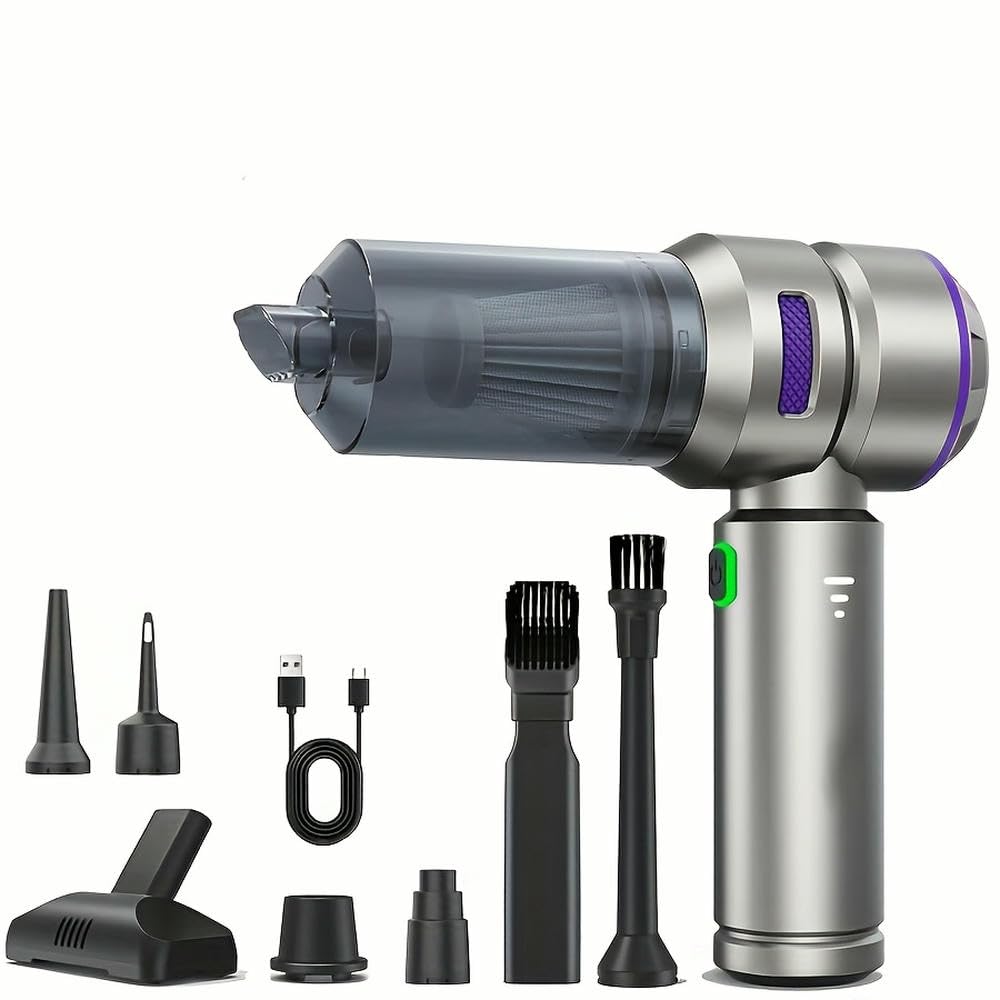 Aspiradora de Mano SYJYM de Alta Potencia sin escobillas para Coche, 4 en 1, colector de Polvo de Aire, Adecuada para Coches, Casas y campamentos